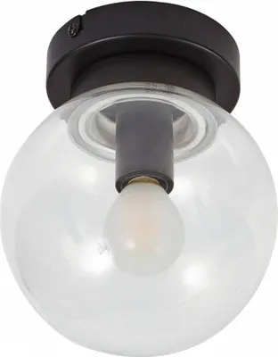 Produktbild von Lucande Deckenleuchte Badolo, schwarz, Glas, Ø 15 cm, IP44