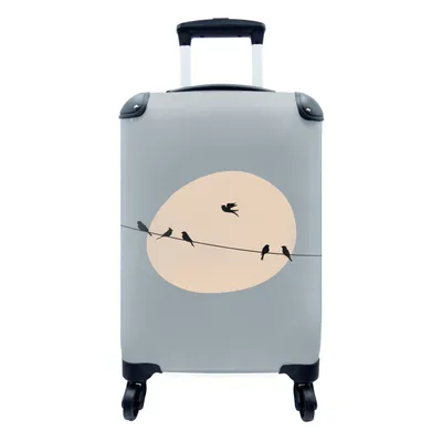 Produktbild von MuchoWow® Koffer Handgepäck Trolley Rollkoffer Kleine Reisekoffer mit 4 Rollen - Pastell - Vogel - Blau - Cabin Size < 55x40x23 cm & 55x40x20 cm - Fotokoffer - Kabinenkoffer - Boardgepäck - Reise-Box - Reisekoffer - Reisegepäck - Koffer mit Bild - Trolley für Kinder