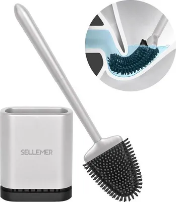 Immagine prodotto di Scopino da bagno in silicone, flessibile, argento, da parete