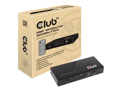 Produktbild von Club3D HDMI Switchbox 4 Eingänge -> 1 Ausgang 4K60Hz UHD retail