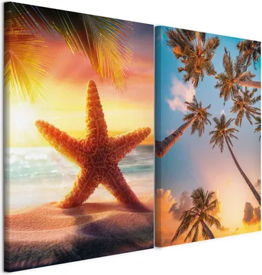 Image de murando - Ensemble d'images artistiques Coucher de soleil Impression artistique sur toile 120 x 90 cm 2 pièces de 60 x 90 cm chacune Collage de 2 images artistiques telles que des peintures murales XXL faites à la main - Ensemble d'images Art mural c-B-10270-b-a