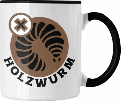 Produktbild von Trendation - Holzwurm Kreissäge Tasse Geschenk Holzarbeiter Geschenkidee Schreiner (Schwarz)