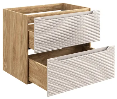 Zdjęcie produktu dla Szafka Łazienkowa Pod Umywalkę 70 Cm Beż Dąb 2 Szuflady