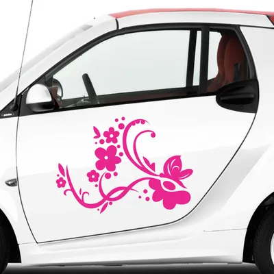 Produktbild von Aufkleber - Autoaufkleber-Set Rankelement Vera, 2 Stk. je 30cm x 22cm pink - Tuning Carystyling Heckscheibe Auto