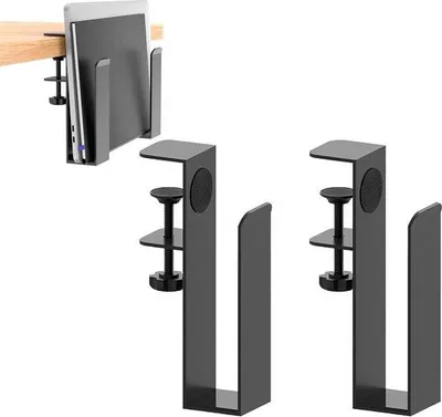 Productafbeelding van Unyqoos® Verstelbare, hangende laptophouder – Gemaakt van aluminiumlegering, boorvrije montage tot 50 mm, antislip siliconenpads, draagvermogen van 25 kg, geschikt voor laptops en boeken