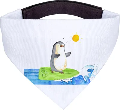 Produktbild von Mr. & Mrs. Panda Halstuch Für Hunde Pinguin Surfer - Weiß - Geschenk, Motiviert, Hund, Optimistisch, Urlaub, Hundehalstuch, Tuch, Hawaii, Hundeschal, Portugal