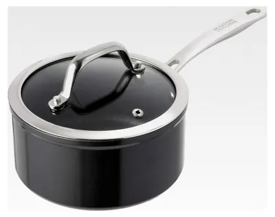 Produktbild von Stielkasserolle mit Glasdeckel, Aluminium, Induktion, 18 cm/2,3 Liter, Schwarz