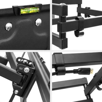 Produktbild von Tectake TV Wandhalterung, 32-100 Zoll (81-254 cm), ausziehbar, schwenkbar, neigbar, stufenlos breitenverstellbar, 120 kg, Stahl, inkl. Wasserwaage