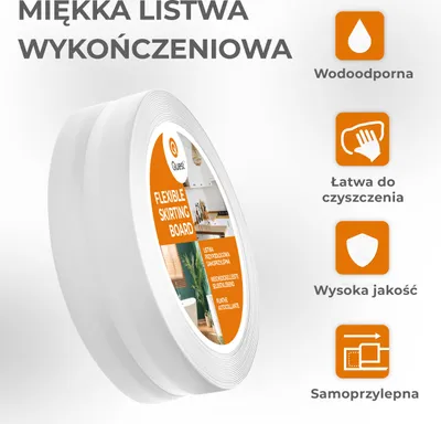 Zdjęcie produktu dla QUEST Listwa wykończeniowa PCV 30x30mm, 5m, samoprzylepna, elastyczna, miękka taśma dekoracyjna, jasnoszary