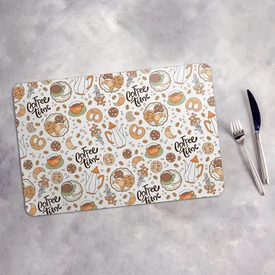 Produktbild von Tischset 4x45x30 cm Platzset Tischmatte Platzmatte Untersetzer - Kaffee Tasse Blumen