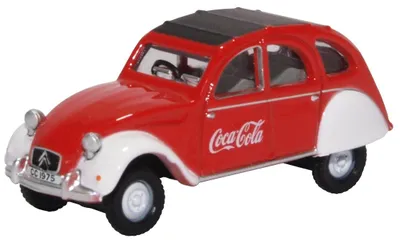 Productafbeelding van Miniatuurauto citroen 2cv coca-cola 1:76 rood Oxford My Village