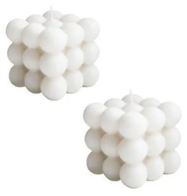 Immagine prodotto di Candele profumate a forma di bolla, realizzate in cera di soia, confezione da 2 pezzi, colore bianco, dimensioni 6x6x5.5 cm