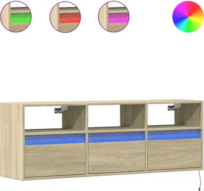 Image de vidaXL Armoire TV murale avec éclairage LED Chêne Sonoma 130x31x45 cm
