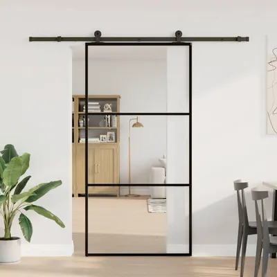 Zdjęcie produktu dla vidaXL Drzwi przesuwne z okuciem 102x205 cm ESG szkło i aluminium