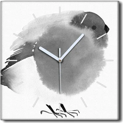 Produktbild von Coloray Uhr auf Leinwand 30x30 cm Wand Uhr Dekoration Wohnzimmer Segeltuch weiße Zeiger -Vogel Natur Tier.