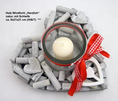 Produktbild von Holz Windlicht Herz ca. 9x20x20 cm (H/B/T)