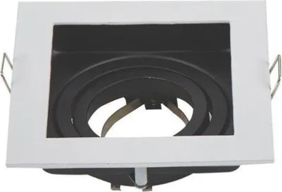 Produktbild von Halter Einbaustrahler GU10 Schwenkbar Quadratisch Weiß/Schwarz