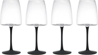Image de lot de 4 verres à vin rouge MIKASA PALERMO à pied noir 450ml Creative Tops