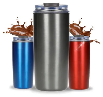 Doppelwandiger Kaffeebecher to go, 450 ml, BPA-frei, grau