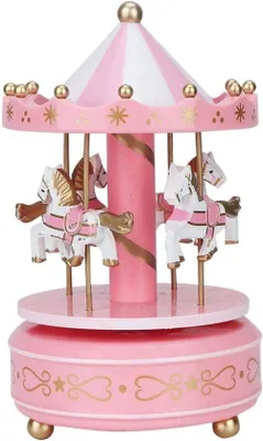 Immagine prodotto di Carillon a forma di cavallo e figure per la decorazione della casa (rosa)