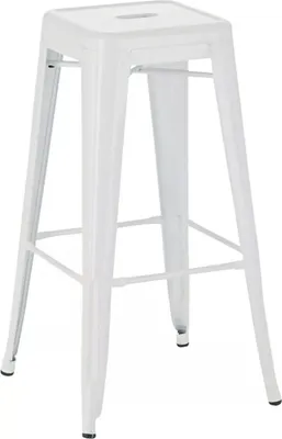 Imagen del producto de Taburete para bar interior y exterior Lera - Sin respaldo - Juego de 1 unidad - Ergonómico - Taburetes para cocina o cafetería - Blanco - Metal - Altura del asiento: 77 cm