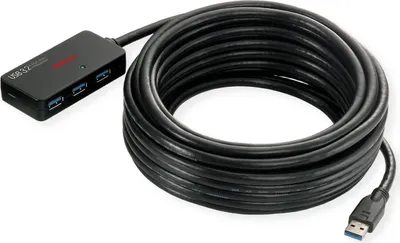 Obrázok produktu pre ROLINE 12041098, USB 3.2 Gen 1 (3.1 Gen 1) Type-A, USB 3.2 Gen 1 (3.1 Gen 1) Type-A, 5000 Mbit/s, Čierna, 10 m, 40 mm