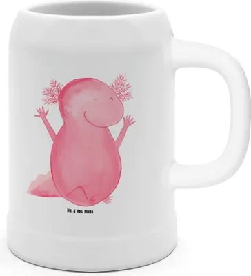 Produktbild von Mr. & Mrs. Panda Krug Axolotl Hurra - Weiß - Geschenk, Humpen, Bier Seidel, Spaß, Lurch, Motivation, Steinkrug, Tonkrug