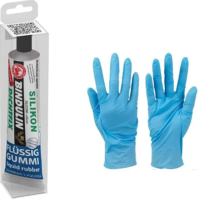Produktbild von Bindulin Dichtfix Silikon - flüssig Gummi 205g inkl. 1 Paar Nitrilhandschuhe von E-Com24