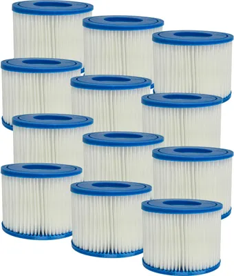 Produktbild von vhbw 12x Filterkartusche Typ VI kompatibel mit Bestway Lay-Z-Spa Monaco, Miami, Paris, Palm Springs, Hawaii Pool - Ersatzfilter Blau Weiß