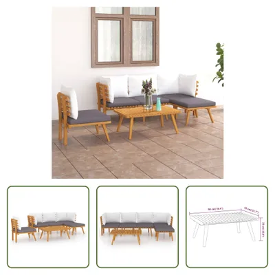 Produktbild von The Living Store 6-tlg. Garten-Lounge-Set mit Kissen Massivholz Akazie