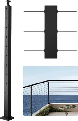 Zdjęcie produktu dla Słupek poręczy kablowej czarny 106.7x3x5cm - otwory L - 1JZLGZXHS10607YXO001V0