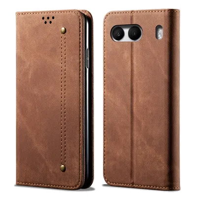 Immagine prodotto di Custodia per OnePlus Nord4, custodia a portafoglio in pelle con chiusura magnetica e supporto marrone