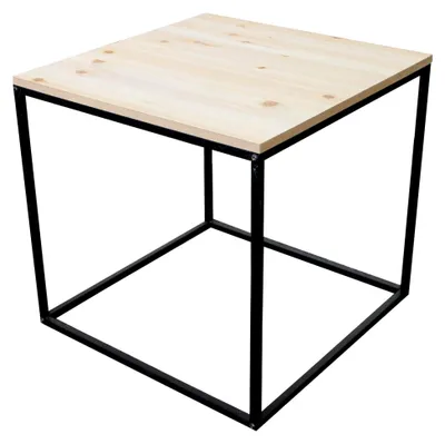 Produktbild von Beistelltisch aus Metall mit Holzplatte - 45x45x42 cm