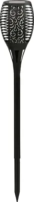 Produktbild von Dehner Solarleuchte Flammenfackel Jumbo, Lichtfarbe warmweiß, Ø 12 cm, Höhe 75 cm, Kunststoff, schwarz