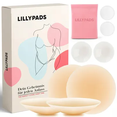 Produktbild von Lillypads® Premium Nippelpads – DAS ORIGINAL – Selbstklebende Nipple Cover für Frauen – Wiederverwendbare Nipple Pads – 8cm – Klebe BH – Für Tiefen Rückenausschnitt – Nude - 2 Paar – Nude-2 Paar