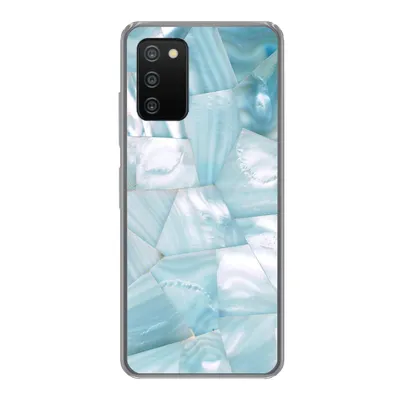 Produktbild von MuchoWow® Handyhülle Schutzhülle Hülle für Samsung Galaxy A03s Naturstein - Blau - Perlmutt Silikon Softcase Handy Hülle - Schutz