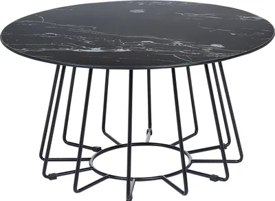 Produktbild von BELIANI Couchtisch Schwarze Tischplatte, Metallgestell, Marmoroptik, glamouröses Design