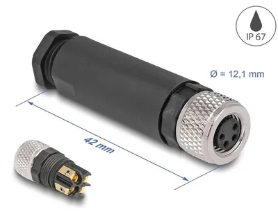Imagen del producto de Conector M8, tipo A, con 4 pines, para montaje con conexión roscada