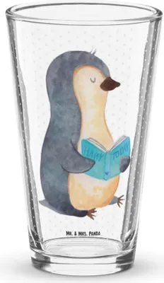 Produktbild von Mr. & Mrs. Panda Glas Pinguin Buch - Transparent - Geschenk, Longdrinkglas, Nichtstun, Ausruhen, Wasserglas, Pinguine, Ferien, Tumbler, eistee, Bierglas, Urlaub