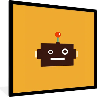 Produktbild von MuchoWow® Gerahmtes Poster Roboter - Gesicht - Antenne - Gelb - Jungen - Kind 40x40 cm - Poster mit Schwarzem Bilderrahmen Wandposter Rahmen Foto Bilder - Mit Rahmen - Wanddekoration Schlafzimmer