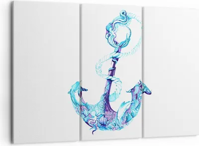 Produktbild von Bild auf Leinwand - Leinwandbild - Korallen Quallen Anker Seil - 105x70cm - Wand Bild - Wanddeko - Leinwanddruck - Bilder - Kunstdruck - Wanddekoration - Leinwand bilder - Wandkunst - CE105x70-3060