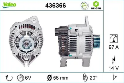 Produktbild von VALEO 436366 Lichtmaschine Generator LiMa 97A 14V für FIAT DUCATO Pritsche/Fahrgestell (230) DUCATO Kasten (244) DUCATO Pritsche/Fahrgestell (244)