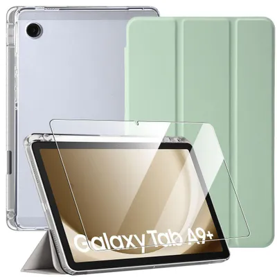 Image de Coque + Verre Trempé pour Samsung Galaxy Tab A9 Plus / A9+ (11 Pouces) Protection Antichoc Vert avec Porte-Stylet