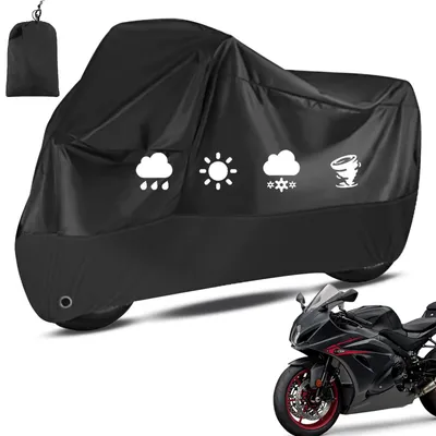 Produktbild von MODFU Motorradabdeckung Winter Wasserdichte Motorradabdeckung Outdoor 190T Oxford Tuch mit Schlüsselloch Motorrad Staubschutz Motorrad Abdeckung 245x125cm