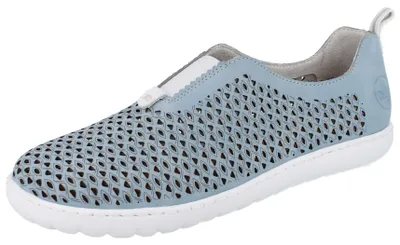 Produktbild von RIEKER Damen Sommer Slipper hellblau Kunstleder - Größe: 40