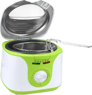 Obrázek produktu pro Fritéza Voltz V51980A, 2 litry, 1300 W, 80–190 °C, nepřilnavá pánev, bílá/zelená