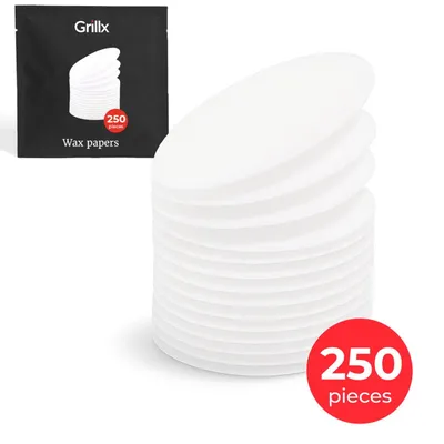 Produktbild von Grillx Wachspapier Hamburgerpresse - 250 Stück - Ø 11,3 cm - Fettfreies Papier