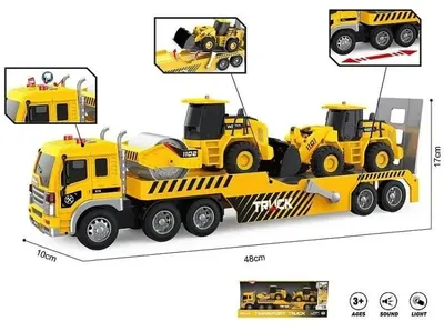 Produktbild von Lkw mit Anhänger und 2 Baggern, Modell im Maßstab 1:16 - ADAR