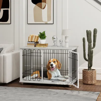 Image de Cage pour chien - Enclos pour chien - Maison pour chien - Abri pour chien - Gris - Avec coussin amovible et lavable