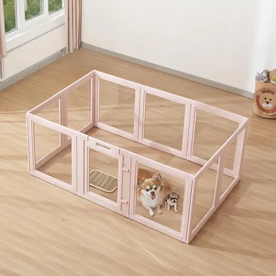 Immagine prodotto di VEVOR box per cuccioli, 1540x1000x600 mm, box per cuccioli, con finestre trasparenti e serratura, telaio rosa, box per cani, box per animali, box per cani di taglia media